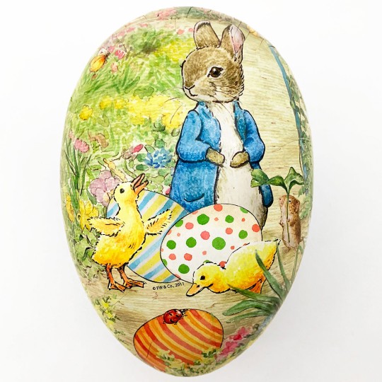 7" Peter Rabbit with Ducklings Papier Mache Easter Egg Container ~ Germany